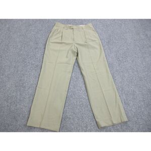 Zanella Pants Mens 34‎ Green Slacks Dress Pleated Wool Stretch Cuffed 34X30